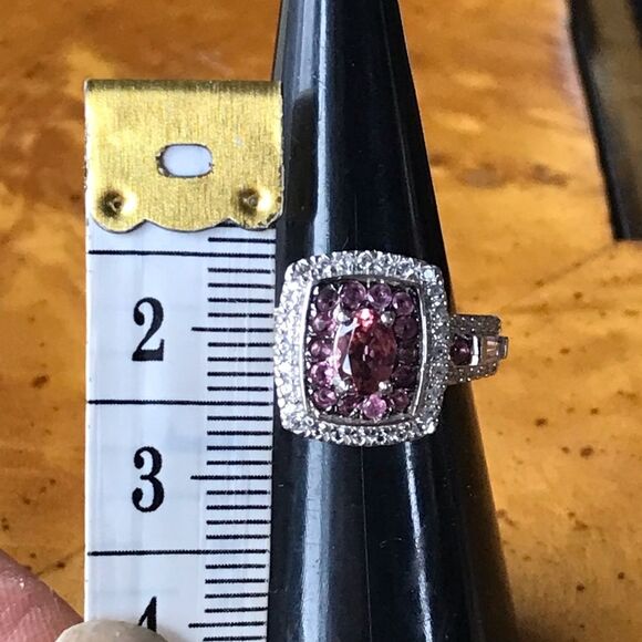 Natural Rubellite Sterling Silver Ring Size 6 - Picture 6 of 8